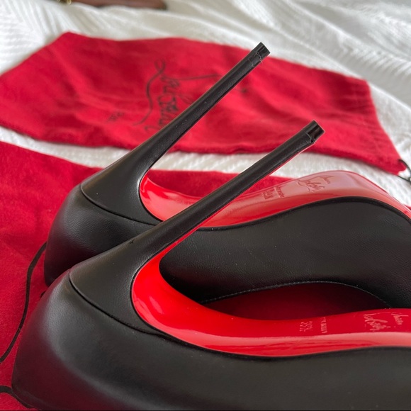 Christian Louboutin Pigalle Follies 100 Black Leather Pu - Picture 8 of 12